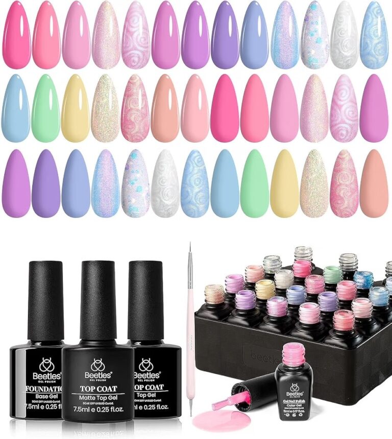 🔥 Beetles Gel Nail Polish Set, 24 PCS 20 Colors Pastel Macaron Spring Gel Polish Kit, Pink Purple Blue Green Shimmer Nail   — $9  (was $21)