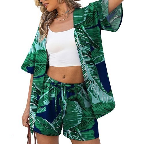 🔥 Two Piece Print Cover Up Sets-Top & Shorts  — $9.99  (was $19.99)