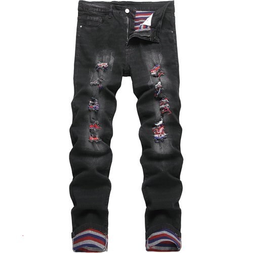🔥 QIMYUM Mens Ripped Jeans, Distressed Destroyed Slim Fit Straight Leg Denim Pants  — $8.99  (was $34)