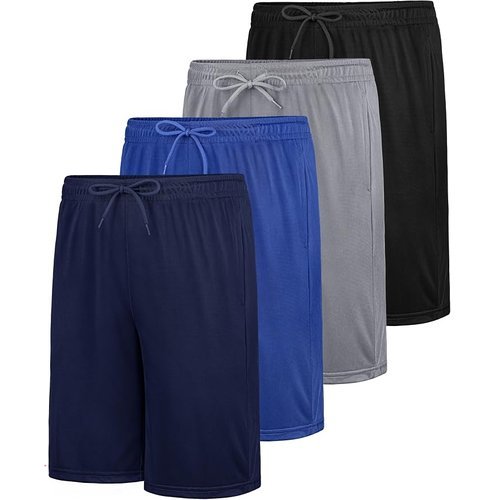 🔥 4 Pack Boys Athletic Shorts with Pockets Tricot Kids Youth Quick Dry Active Basketball Sports Shorts with Drawstring  — $9.99  (was $29)
