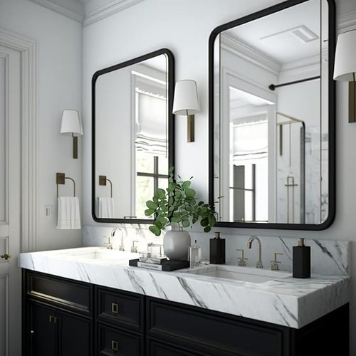 🔥 USHOWER 2-Pack Black Bathroom Mirrors for Over Sink 24 x 36 Inch, Metal Frame Rectangle Wall Mirror, Modern Farmhouse Va  — $73.99  (was $139)