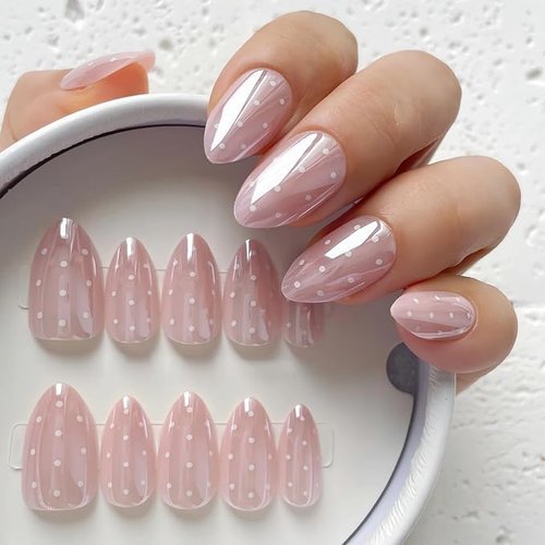 🔥 Mirror Blush Polka Dot Press-On Nails  — $4.99  (was $7.99)