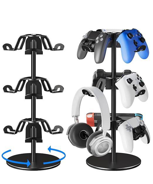 🔥 Aluminum Alloy Controller Holder 3 Layers,360 Degree Rotation Tier,Gaming Controller Stand for Xbox PS5 PS4 Switch,Headp  — $11  (was $29)
