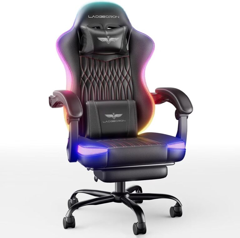 🔥 Ergonomic Gaming Chair, RGB LED Lights Computer Chairs with Retractable Footrest, 400 lbs Lumbar Support Linked Armrests  — $129  (was $179)