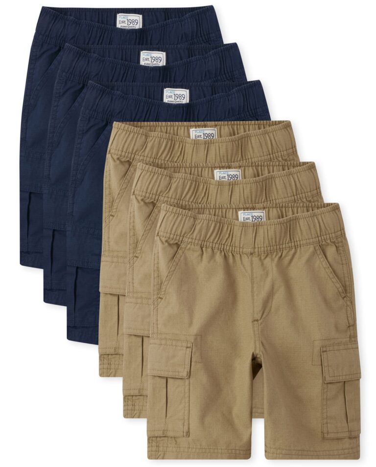 🔥 The Children’s Place Boys’ Pull on Cargo Shorts, Flax/Tidal 6 Pack  — $68.87  (was $119.95)