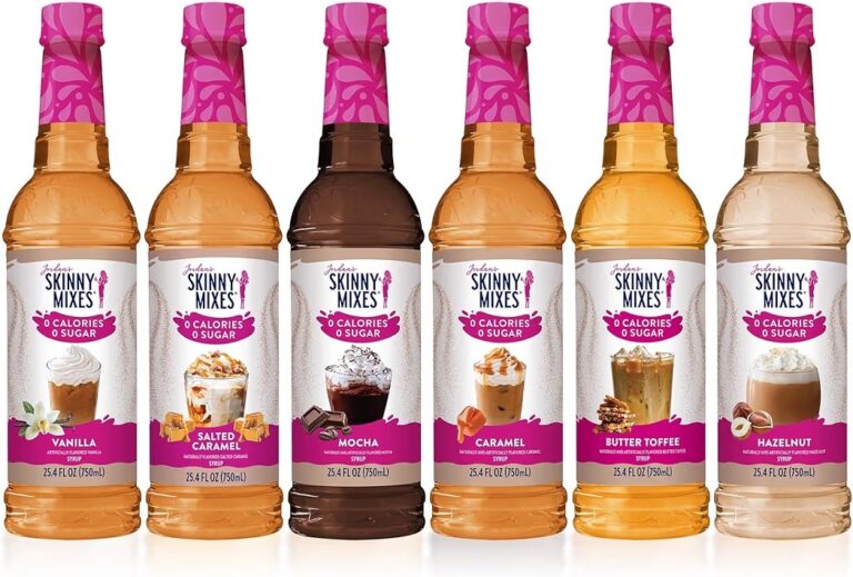 🔥 Jordan’s Skinny Mixes Sugar Free Coffee Syrup, 6 Sampler Variety Pack Coffee Flavoring Syrup, Zero Calorie Drink Mix, La  — $28  (was $48)