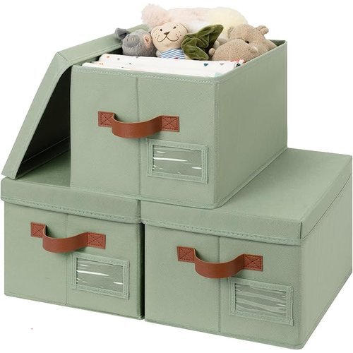 🔥 GRANNY SAYS Storage Basket with Lid, Linen Fabric Storage Bins with Label, Decorative Storage Boxes  — $14.99  (was $34)