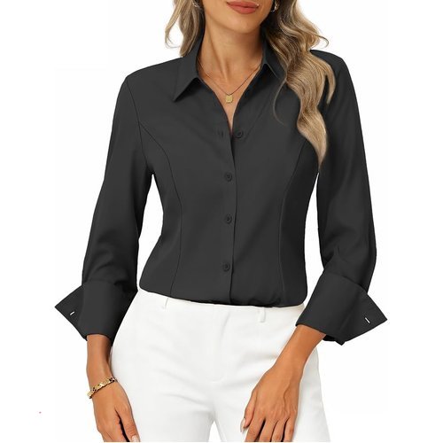 🔥 GRACE KARIN Womens Button Down Shirts, Long Sleeve Collared Dress Shirt, Wrinkle-Free Work Blouse Office Tops  — $8.99  (was $18)