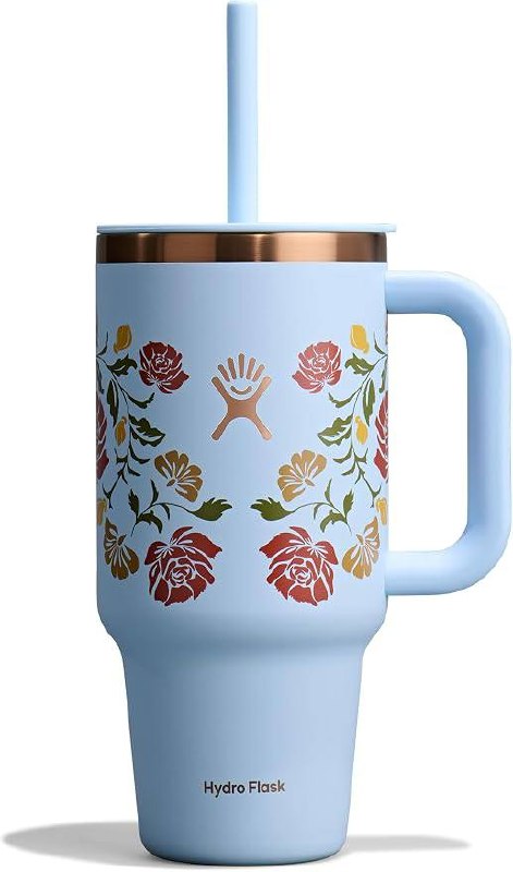 🔥 Hydro Flask 32 Oz Travel Tumbler with Handle, Lid and Straw – Insulated Stainless Steel in Western Light Blue  — $19  (was $44)