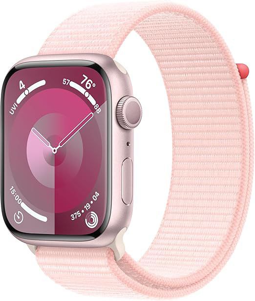 🔥 Apple Watch Series 9 [GPS 45mm] Smartwatch with Pink Aluminum Case with Pink Sport Loop. Fitness Tracker, Blood Oxygen &