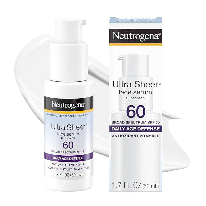 🔥 Neutrogena, Ultra Sheer Face Sunscreen with Vitamin E and SPF 60, Sunscreen for Face with Broad Spectrum Uva/Uvb Protect  — $6  (was $18)