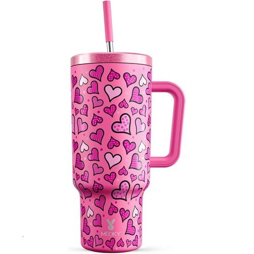 🔥 Meoky 40 oz Tumbler with Handle and Straw: Stainless Steel Insulated Tumbler with Lid and Straw – 100% Leak Proof Tumble  — $26.99