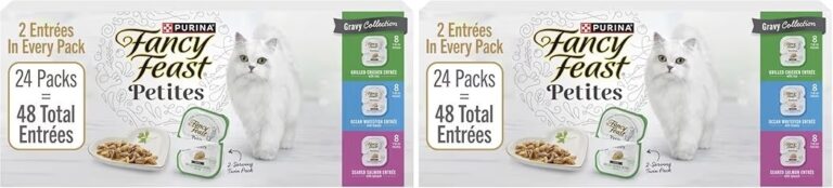 🔥 Fancy Feast Purina Gourmet Wet Cat Food Variety Package,Petites Gravy Collection,Break-Apart tubs,96 Servings – 2.8 oz.   — $24  (was $55)