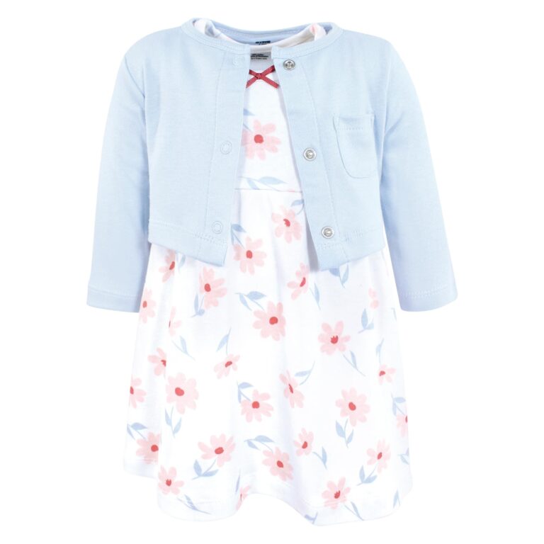 🔥 Hudson Baby Infant and Toddler Girls Cotton Dress and Cardigan Set  — $10.35  (was $14.99)