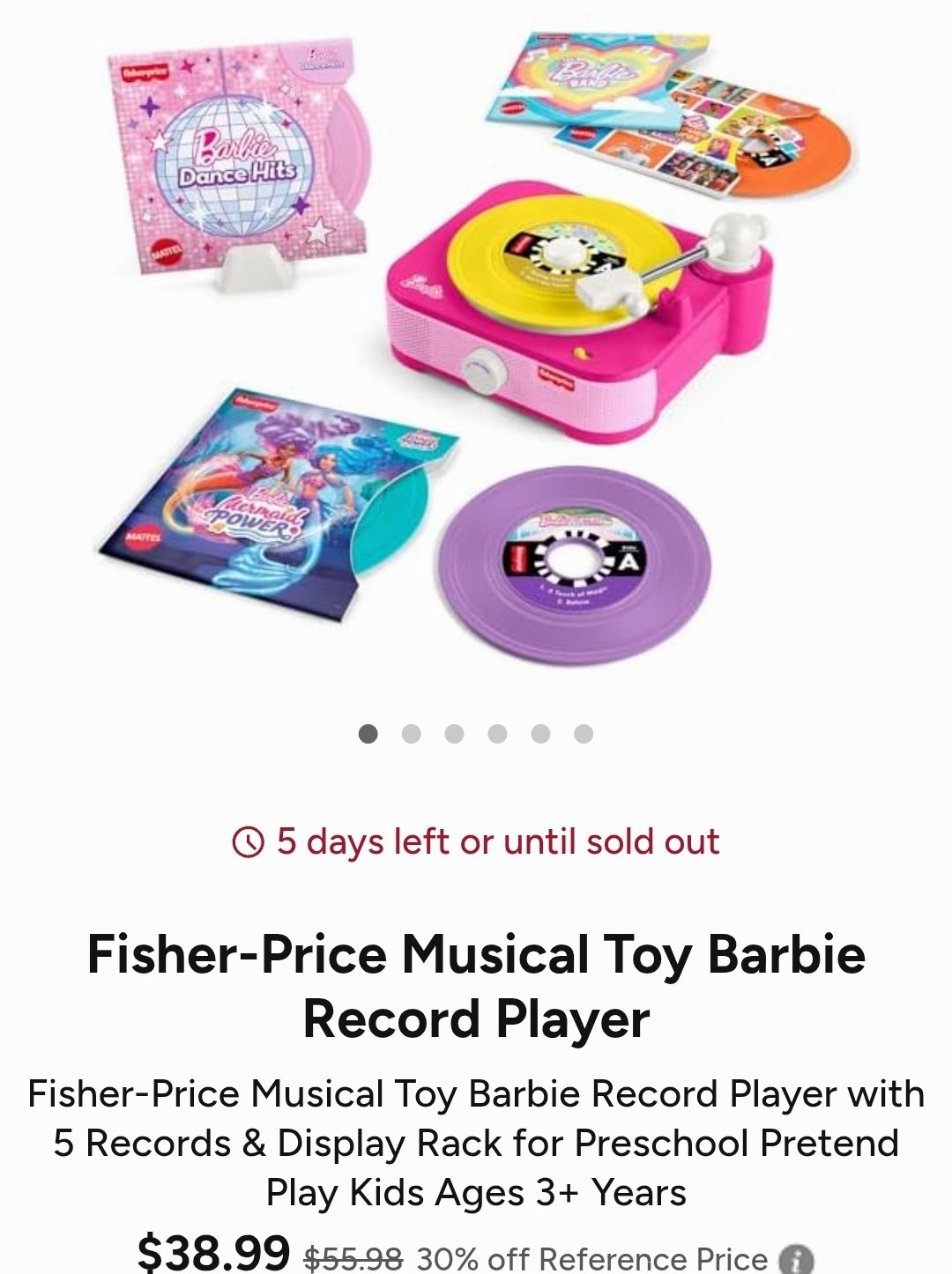 Fisher-Price Musical Toy Barbie Record Player