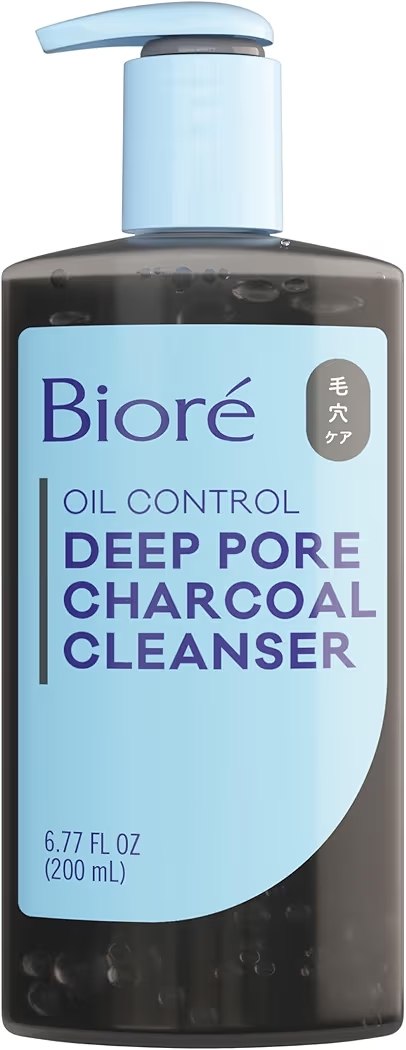 Biore Deep Pore Charcoal Face Wash, Daily Facial Cleanser for Dirt & Makeup Removal, for Oily Skin, 6.77 Oz