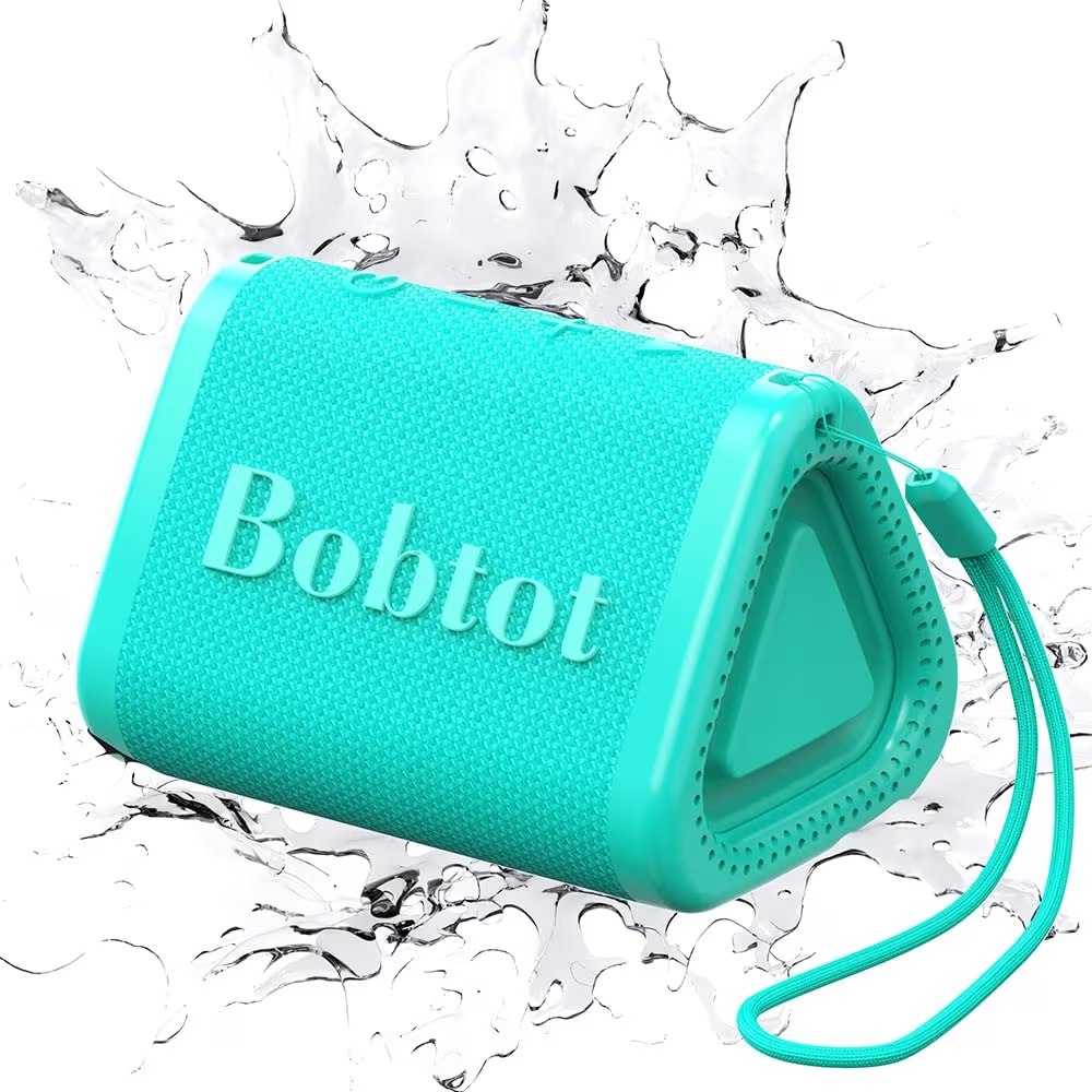 Bobtot Portable Bluetooth Speaker Wireless, IPX7 Small Shower Speaker Waterproof, 15H Playing Time, Loud and Stereo Soun