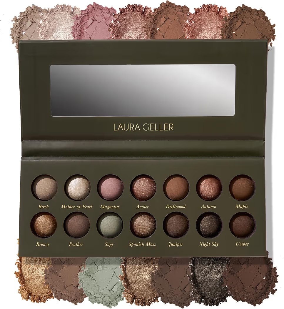 LAURA GELLER NEW YORK The Delectables Earthy Essentials Baked Eyeshadow Palette | 14 Pigmented Eyeshadows Blendable Natu