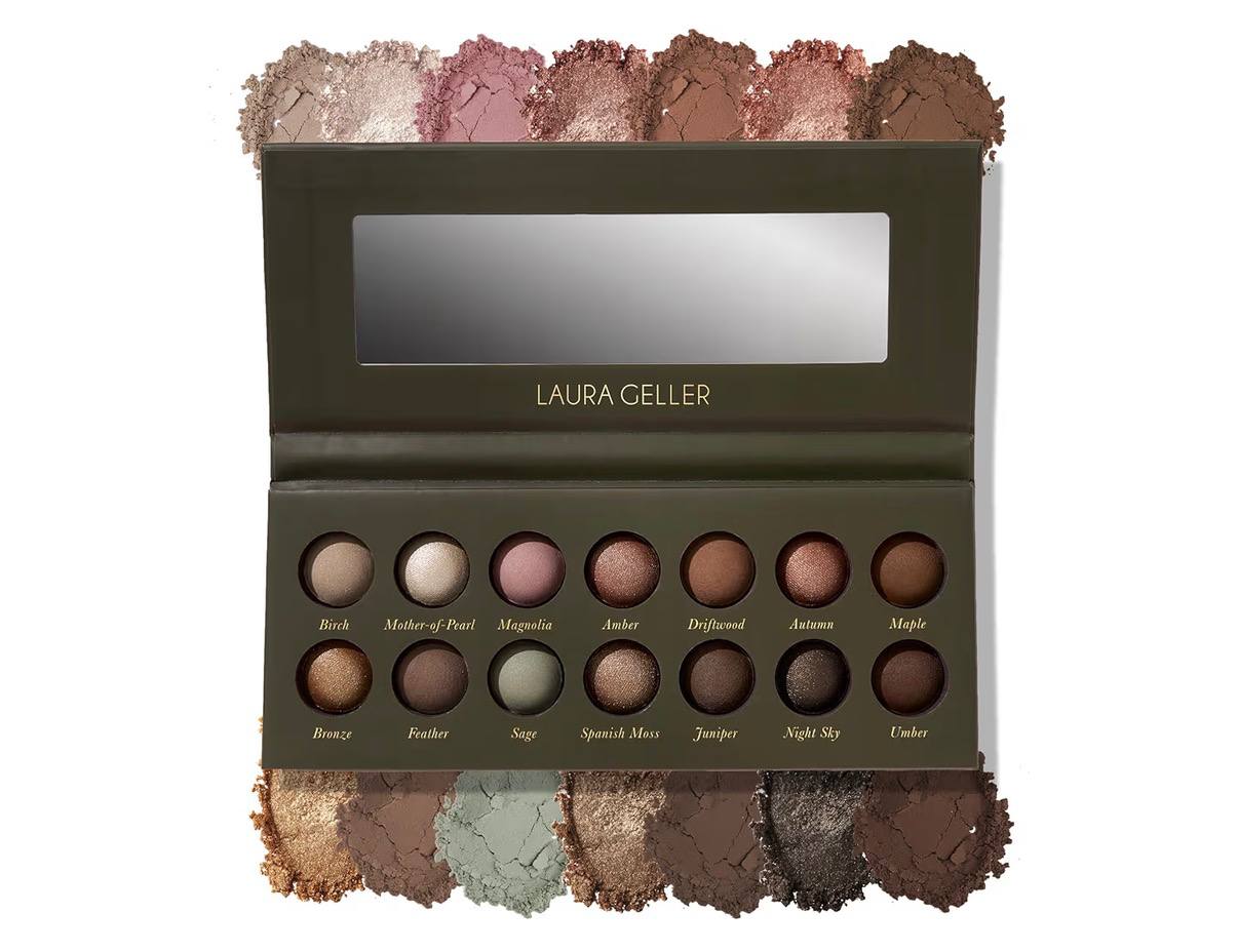 LAURA GELLER NEW YORK The Delectables Earthy Essentials Baked Eyeshadow Palette | 14 Pigmented Eyeshadows Blendable Natu