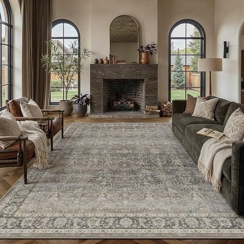 HUGEAR Moss Green Area Rugs