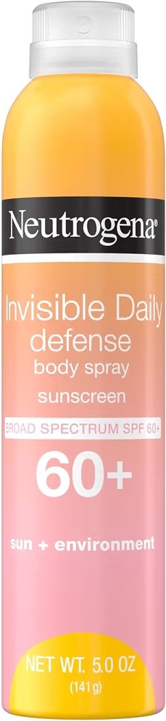 Neutrogena Invisible Daily Defense Body Sunscreen Spray, Broad Spectrum SPF 60+, Oxybenzone-Free & Water-Resistant, Sun 