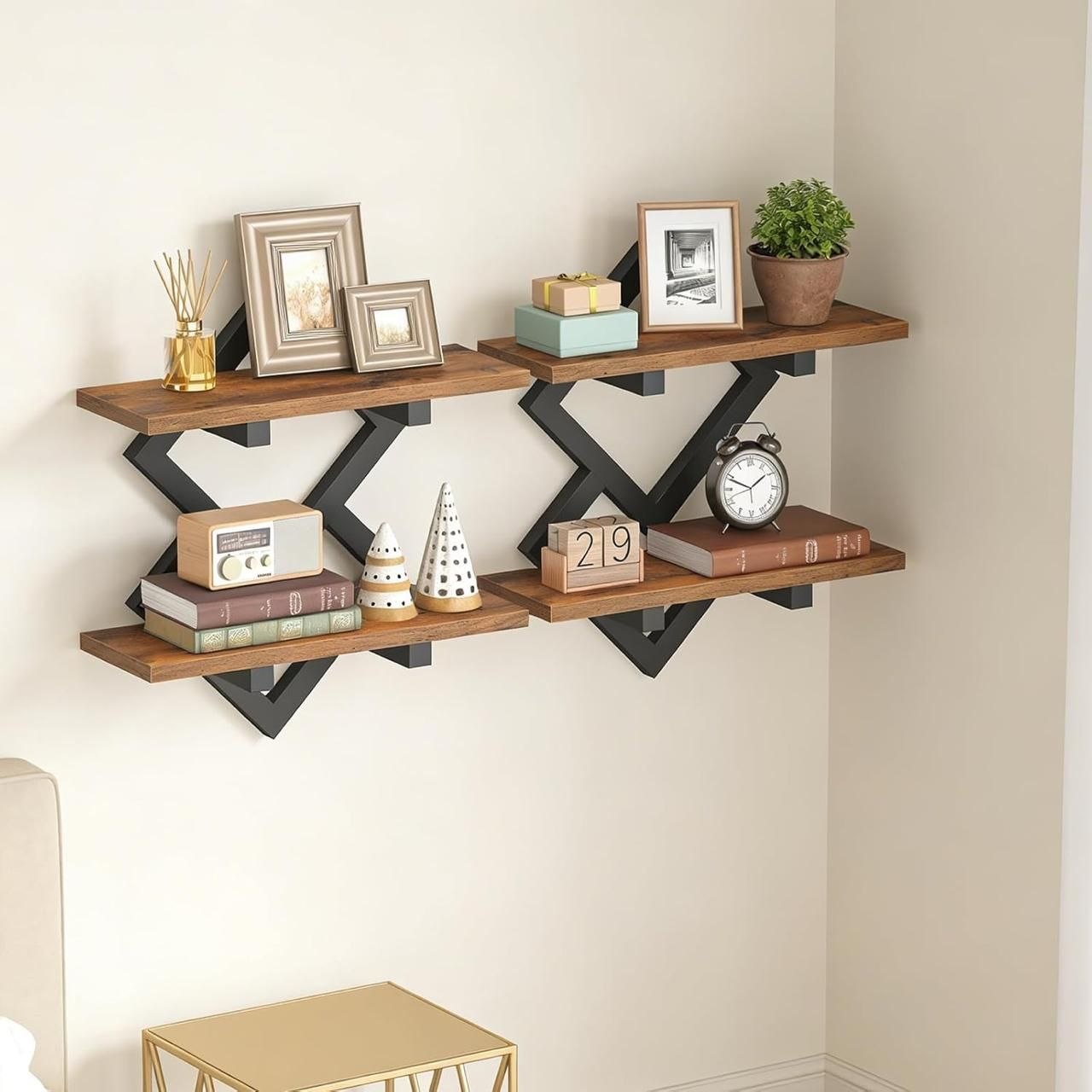 15" Floating Shelves for Wall, Set of 2