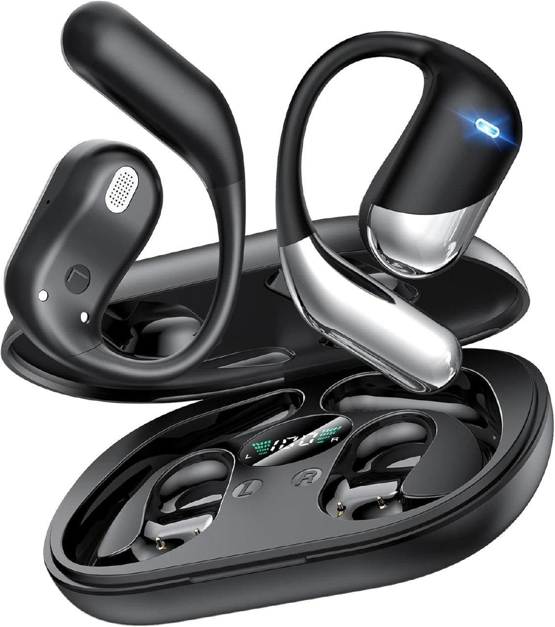 Ultra Open Ear Earbuds, Bone Conduction Headphones with Soft Earhook
