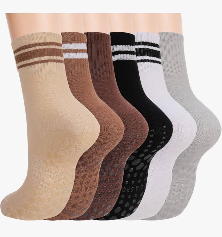 🔥 Pilates Grip Socks for Women, 6-Pack Striped Non-Slip Yoga Socks, Grippy Barre Workout Socks  — $5.99  (was $5.99)