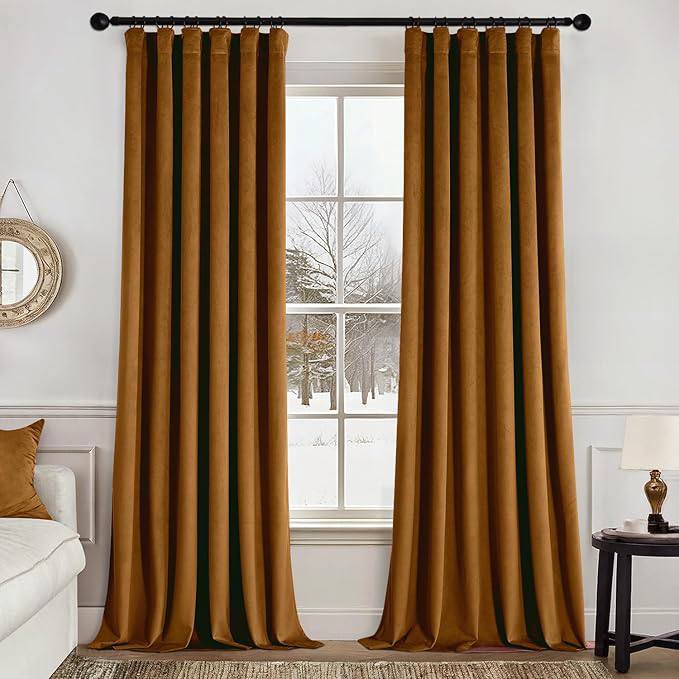 MIULEE Velvet Curtains 96 Inches Long 2 Panels Set for Bedroom, Pinch Pleat Back Tab Thermal Insulated Living Room Darke
