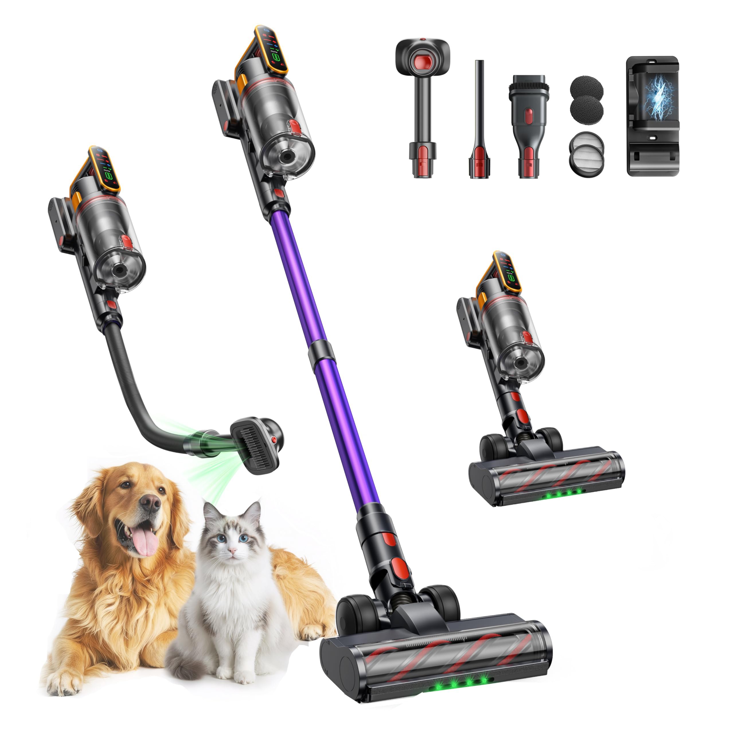 Cordless Vacuum Cleaner 55KPa 650W 70Mins Stick Vacuum Cleaners for Home with Pet Brush