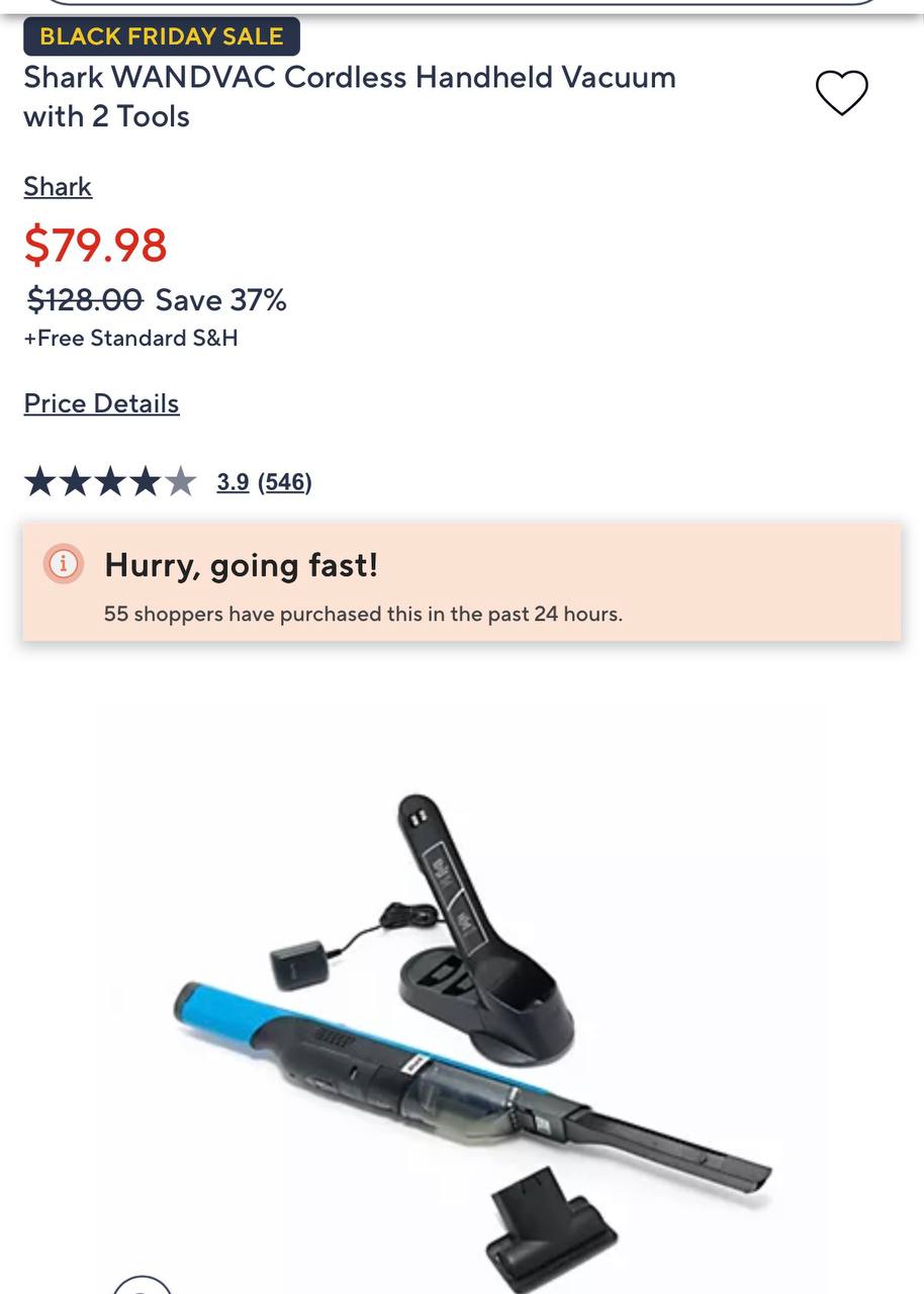 Shark WANDVAC Cordless Handheld Vacuum with 2 Tools