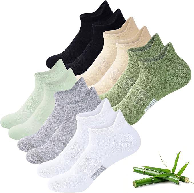 Niorasen Ankle Socks for Women, 6 Pairs Breathable Bamboo Viscose Low Cut Thin Socks,Moisture Wicking Casual Sports Runn