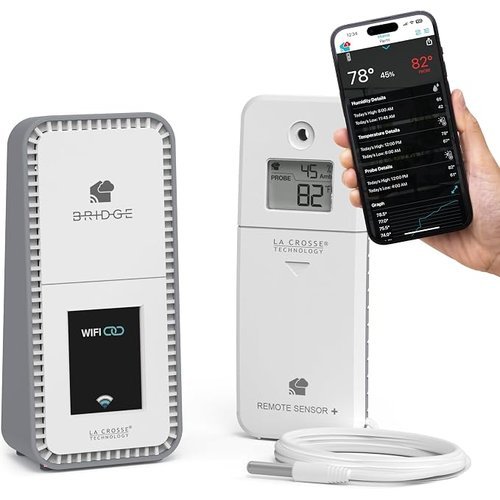 Temp Tracker Probe Wi-Fi Alert System with The Bridge Gateway and a Temperature Probe Sensor with Ambient Temperature an
