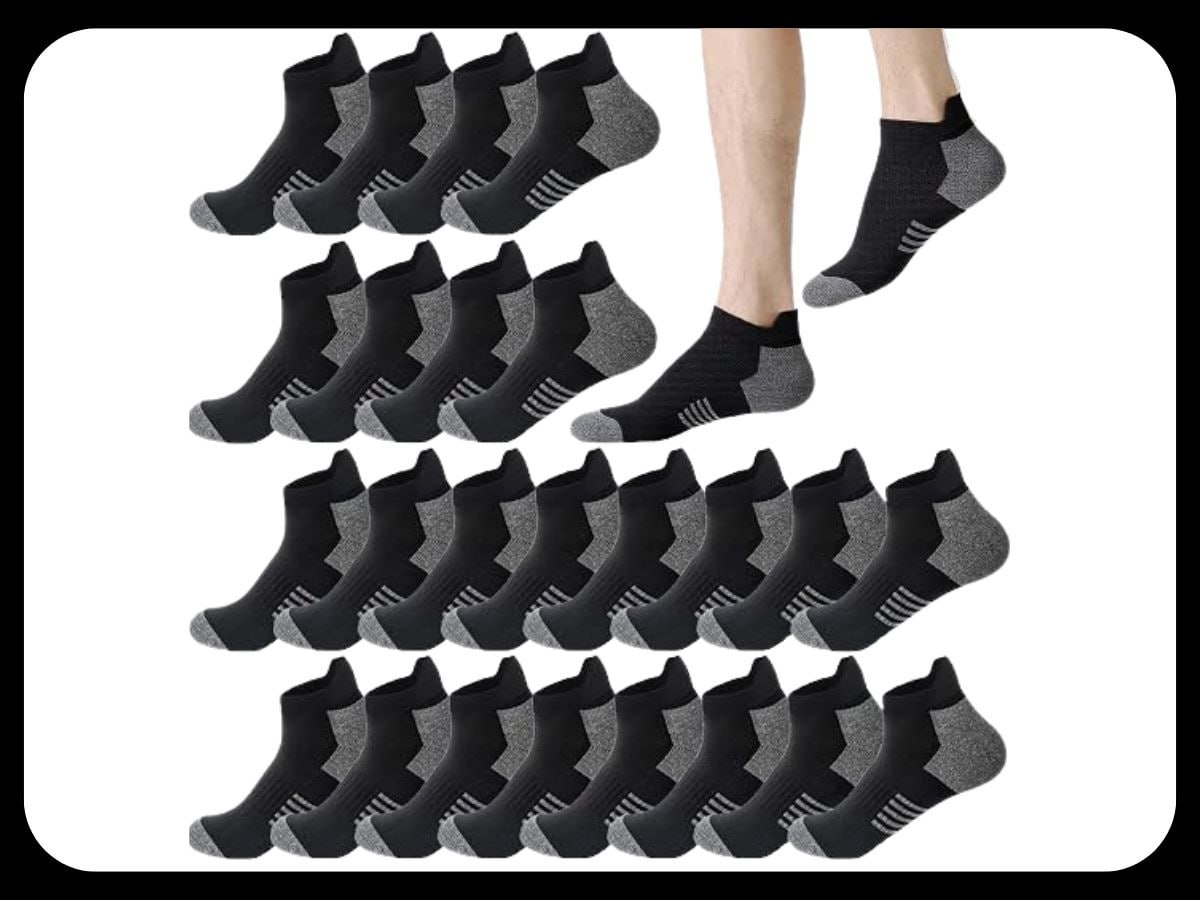12 Pairs of Athletic Ankle Socks for Men Only