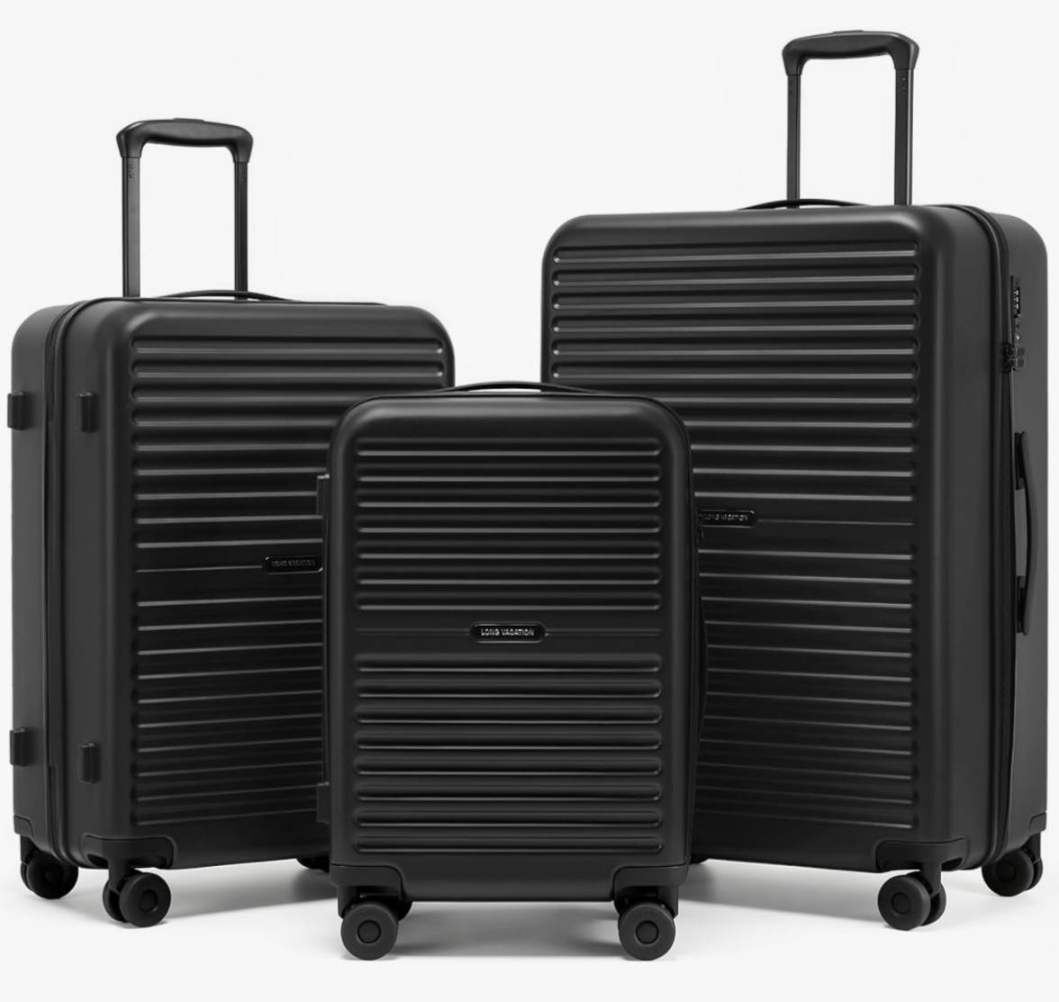 LONG VACATION Luggage Sets, PC Lightweight Suitcase with Spinner wheels, 3 Piece Luggage Set with TSA Lock, Hard shell S
