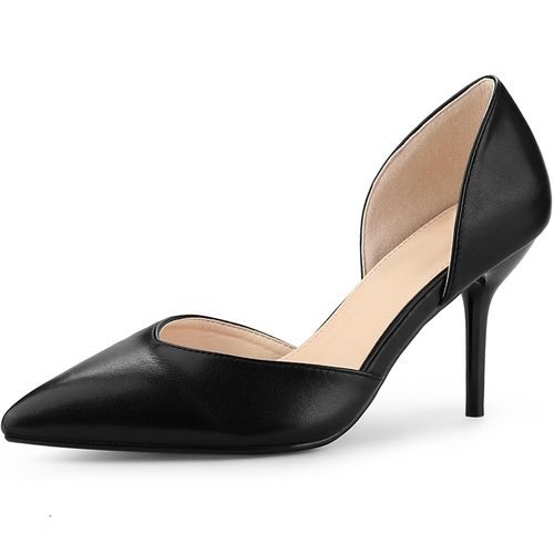 Allegra K Women's Closed Pointed Toe Slip on Stiletto High Heel Black Dress Pump Shoes 6 M US