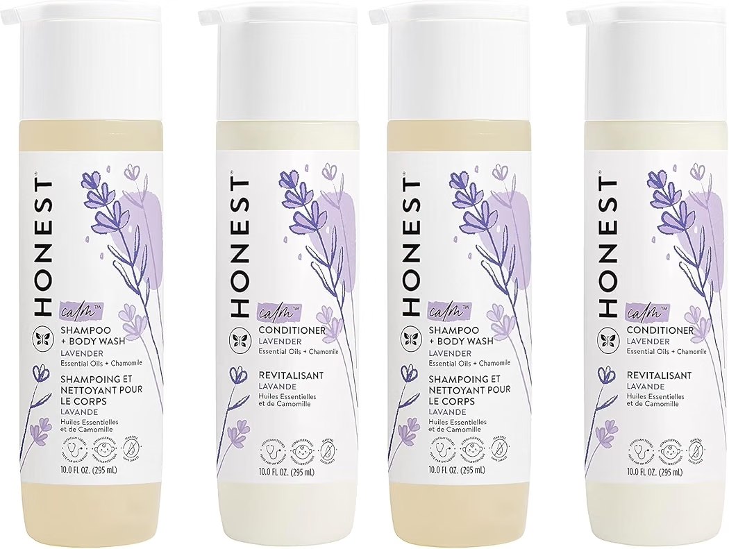 The Honest Company Baby Shampoo, Body Wash & Conditioner Duo, 2-in-1 Cleansing, Silicone-Free, Naturally Derived, Lavend