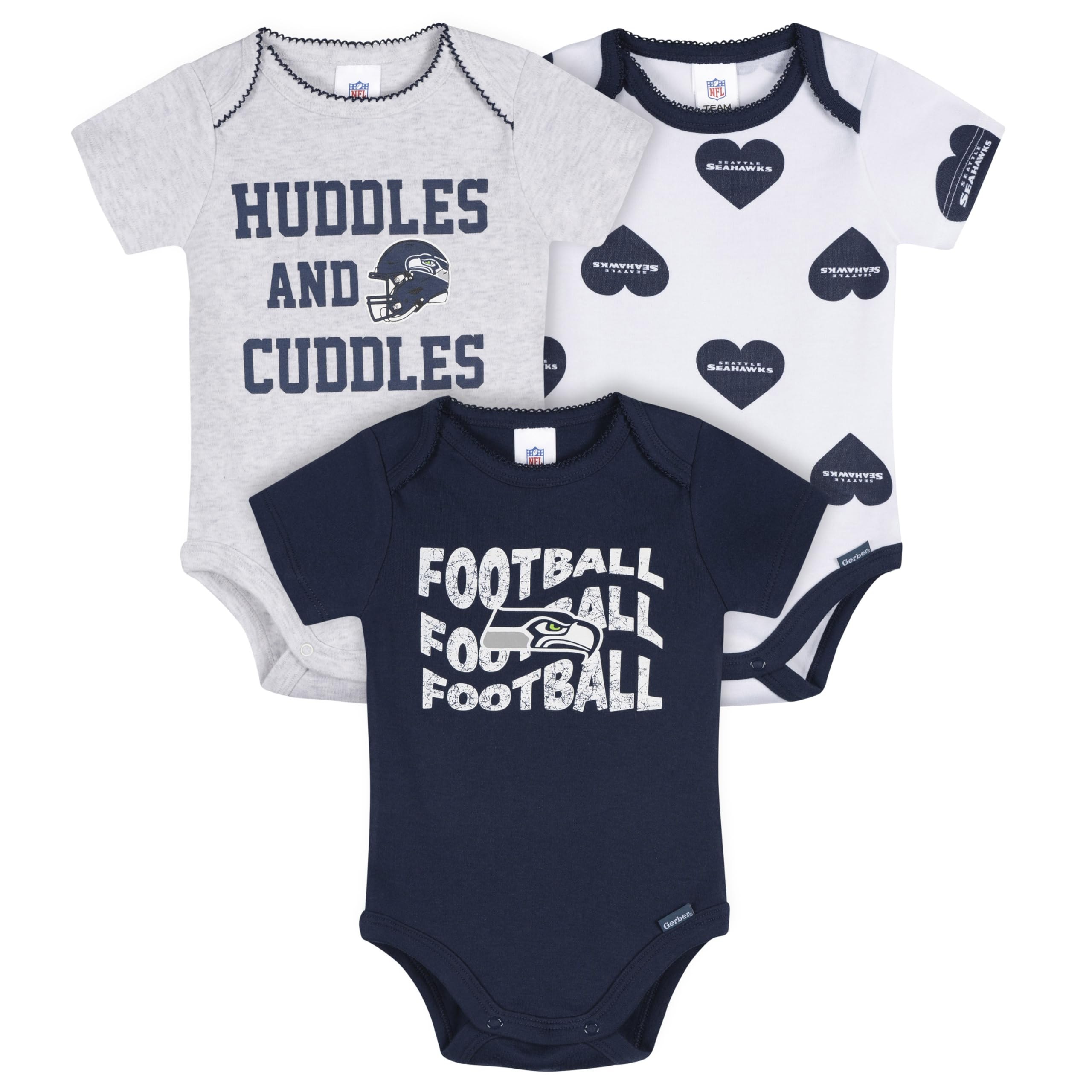 Gerber Baby Girls' NFL 3-Pack Onesie Bodysuit, Seahawks