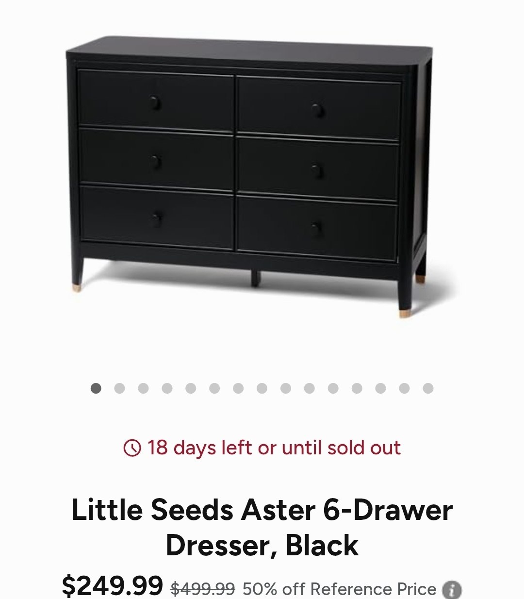 Little Seeds Aster 6-Drawer Dresser, Black