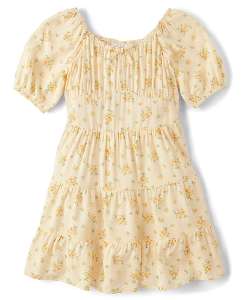 🔥 The Children’s Place,Girls,Casual Tiered Dress,Short SleeveVanilla Wafer,X  — $15.50  (was $36.95)