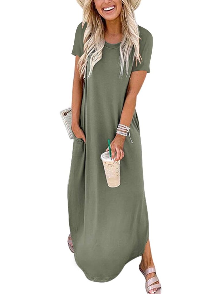 🔥 ANRABESS Womens Summer Maxi Dress Short Sleeve Casual Loose Long T Shirt Dresses Split  — $14.95  (was $34.99)