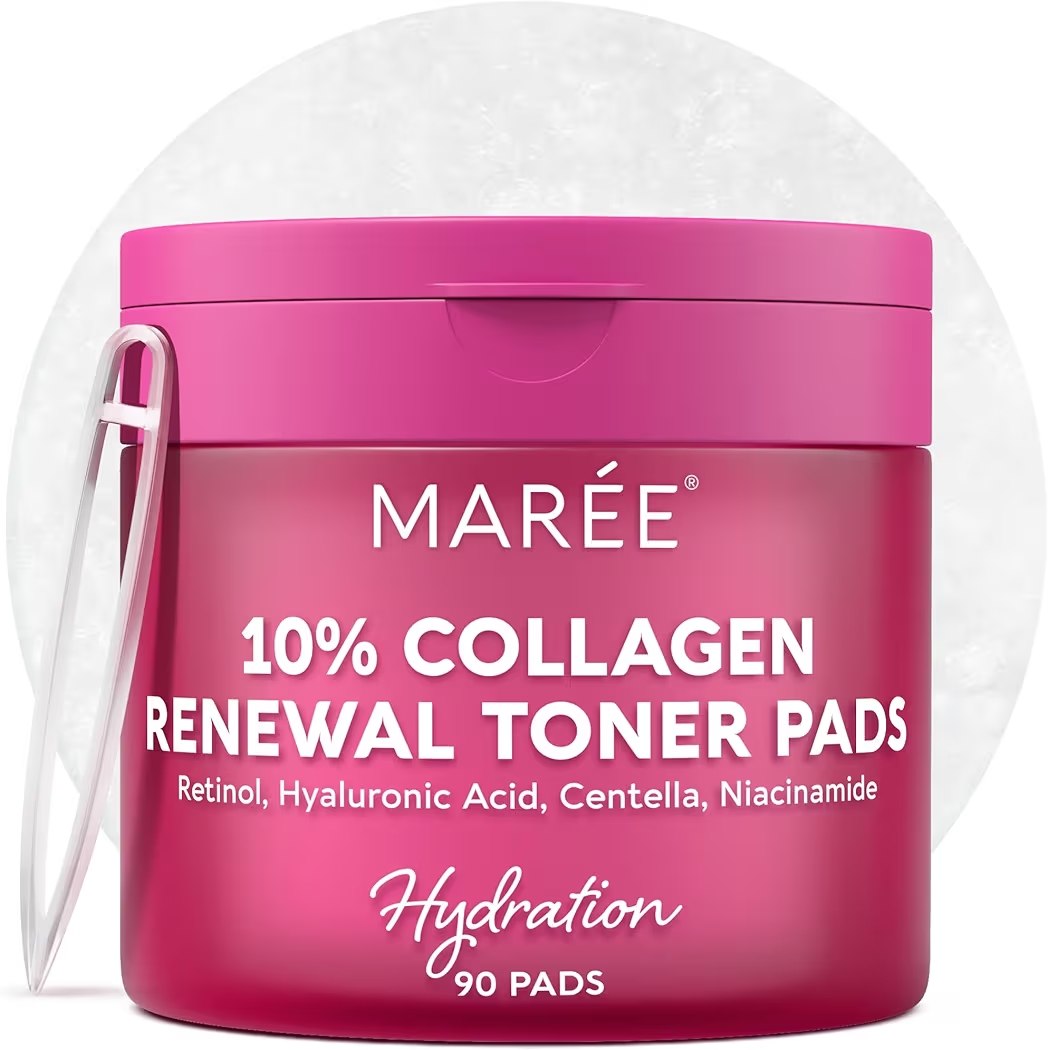 MAREE Collagen Acne Clearing Polishes - Toner Pads with Retinol - Minimizing Wrinkle Zero Pore Pads - Hydrating Toning C