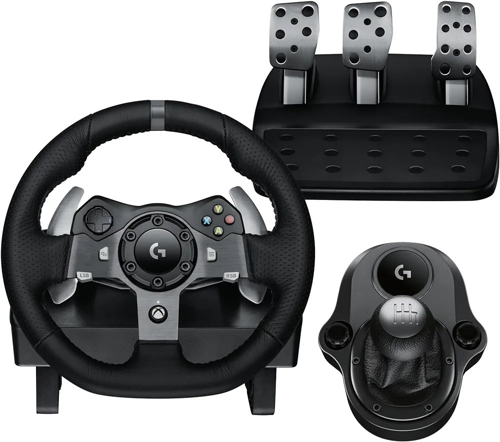 Logitech G920 Driving Force Racing Wheel and Pedals, Force Feedback + Logitech G Driving Force Shifter - Xbox Series X|S