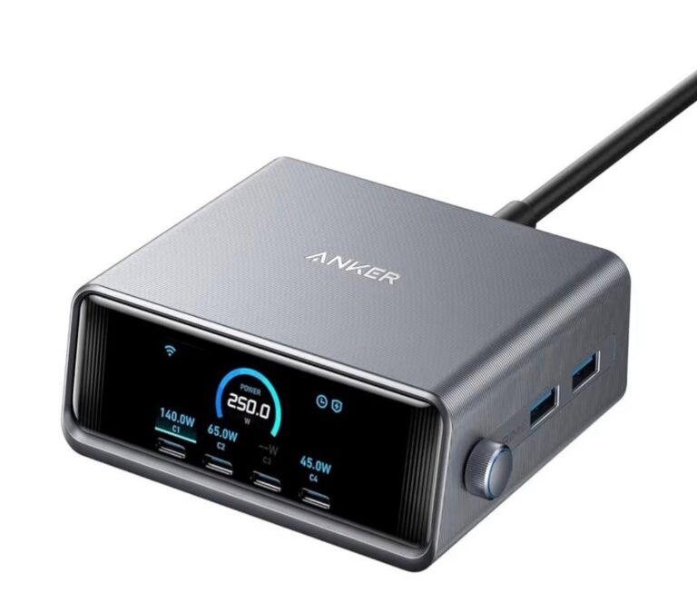 🔥 Anker Prime Charging Station, 250W 6-Port GaN USB C Charger, 2.26″ LCD Smart Display Control, Compatible with iPhone, Ga  — $94  (was $149)