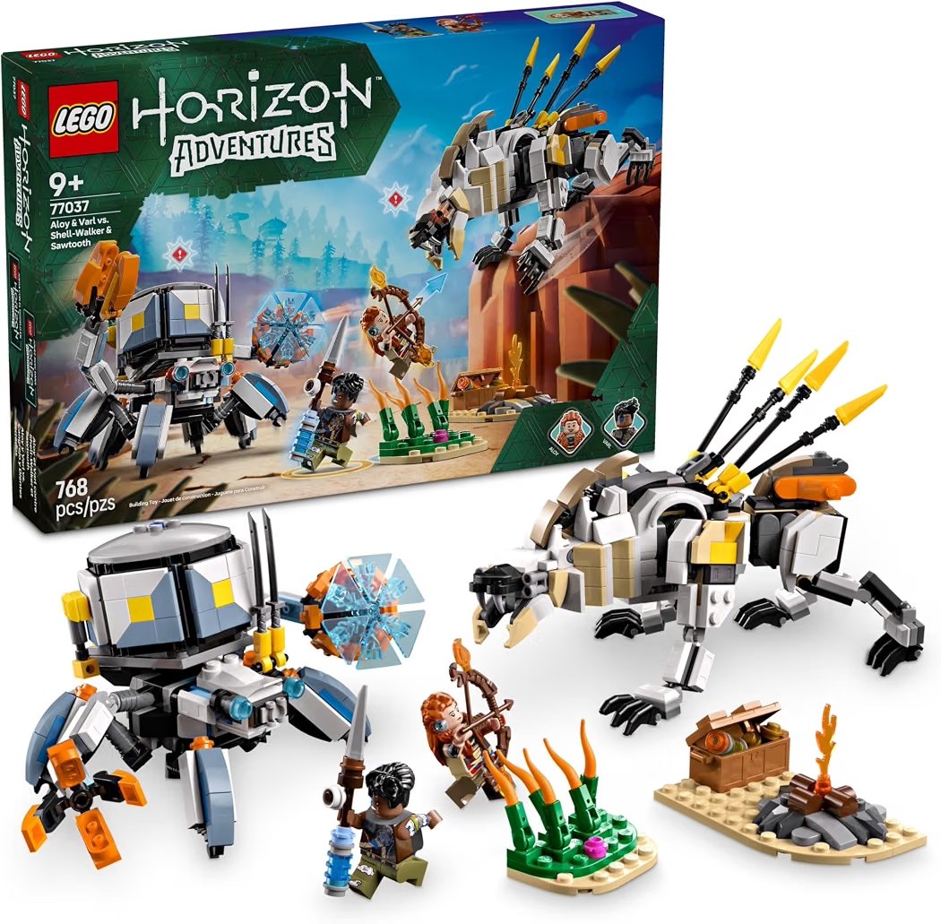 LEGO Horizon Adventures Aloy & Varl vs. Shell-Walker & Sawtooth Kids Toy - Building Toy for Boys & Girls, Ages 9+ - Gami