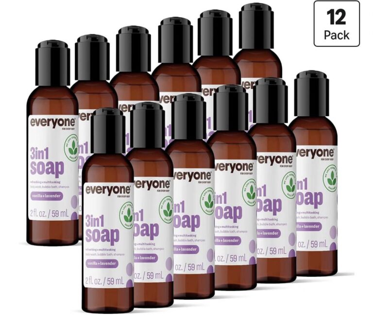 🔥 Everyone 3-in-1 Soap Body Wash, Bubble Bath, Shampoo, Travel Size, 2 Ounce (Pack of 12)  — $12  (was $34)
