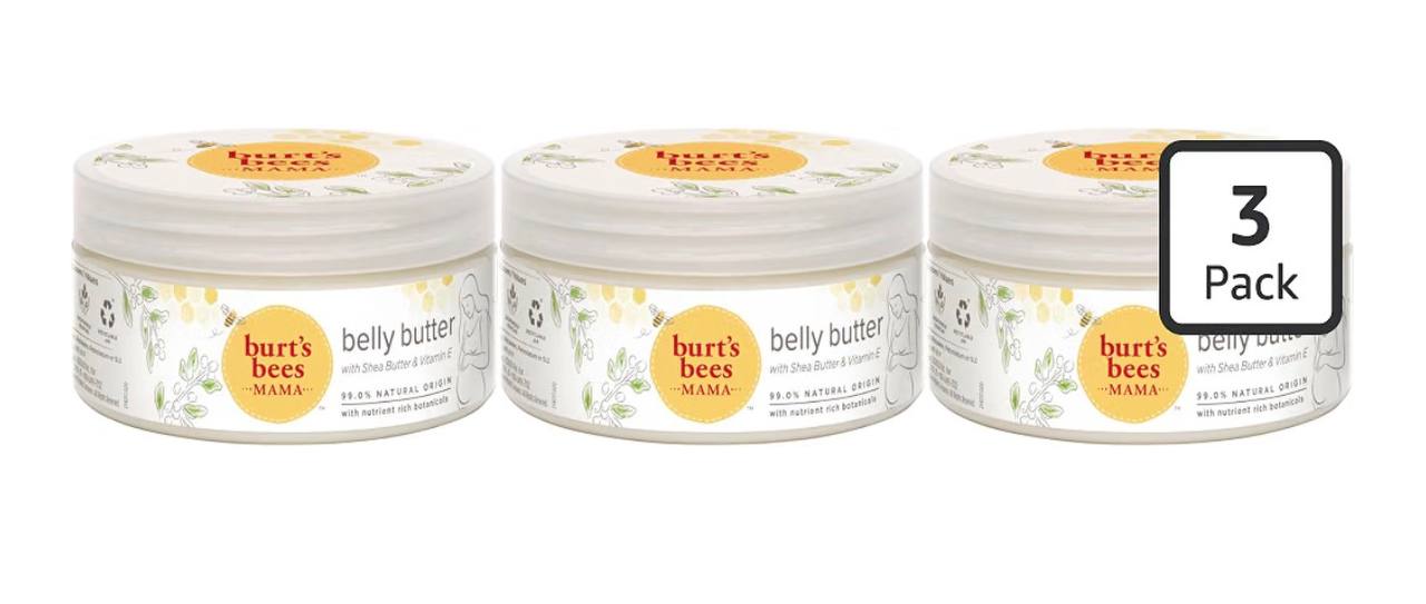 Burt's Bees Mama Belly Butter Stretch Mark Cream for Pregnancy Massages Body & Reduces Scar Appearance, Prenatal & Postn