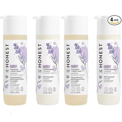 The Honest Company Baby Shampoo, Body Wash & Conditioner Duo, 2-in-1 Cleansing, Silicone-Free, Naturally Derived, Lavend