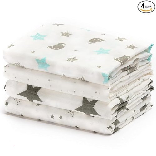 CuddleBug Muslin Baby Swaddle Blankets for Boys and Girls 0 to 3 Months Size Large 4 Feet x 4 Feet – Muslin Cotton Baby 