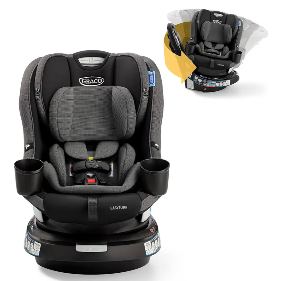 Graco EasyTurn 360 2-in-1 Rotating Convertible Car Seat, 360 Degree Rotating Infant to Toddler Rotating Car Seat, 2 Mode
